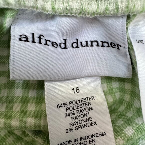 Alfred Dunner Vintage Womens Green Gingham Check Capri Pedal Pusher Pants 16 - Picture 2 of 8